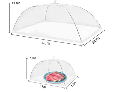 White Large Rectangular Dish Cover With Removable And Washable Mesh