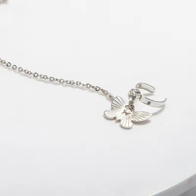 Diamond Ear Bone Clip Bowknot Needle All-in-one Stud Earrings Female