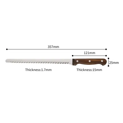 10-Inch Luxury Mirror Polished Carbon Steel Kitchen Bread Knife With Wooden Handle