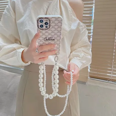 Ladies Fashion Pearl Diagonal Phone Case