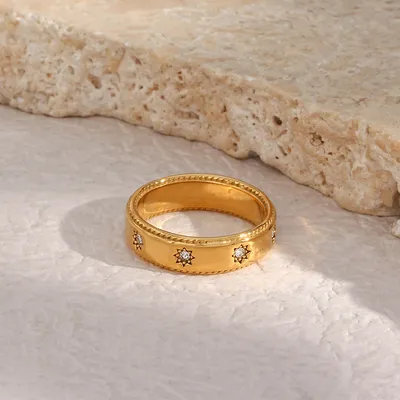 Stainless Steel Plated 18K Zircon XINGX Ring