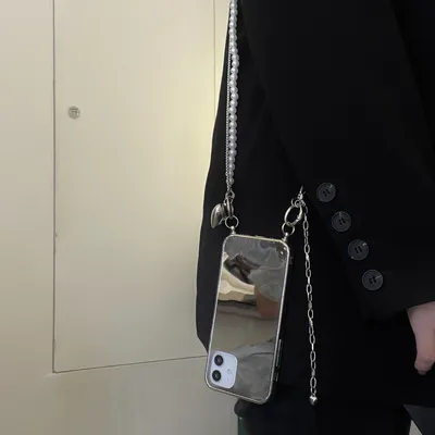 Silver Mirror Love Chain Phone Case