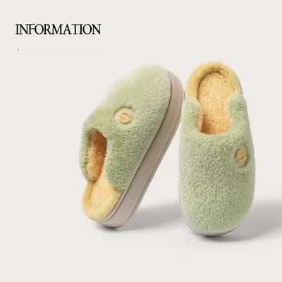 Plush Cotton Slippers Female Indoor Platform Household