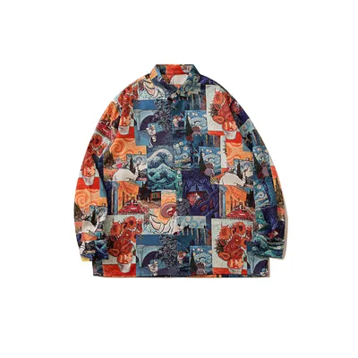 Unisex Versatile Lapel Loose Slouchy Shirt