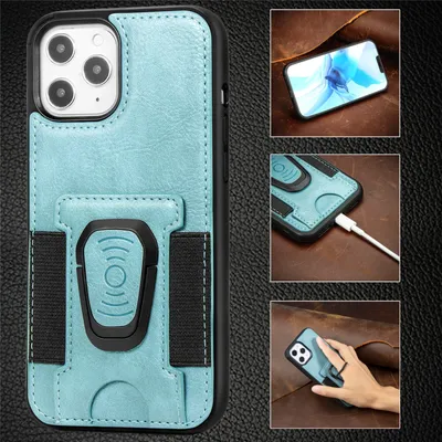 Ring Magnetic Snap Leather Phone Case