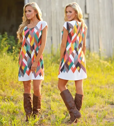 New Digital Positioning Printing Dress Women