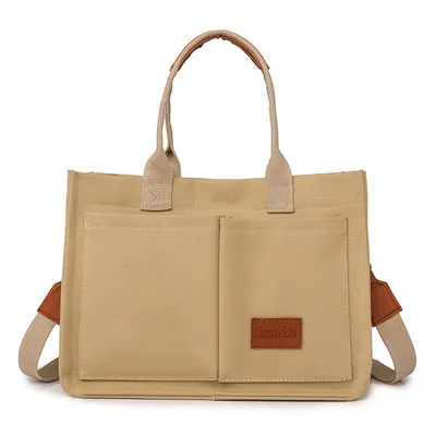 New Canvas Shoulder Bag Women Large Capacity Multi-pocket Handbags Casual Crossbody Shopper Bags