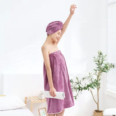 Ladies Home Embroidered Quick-drying Bath Dress