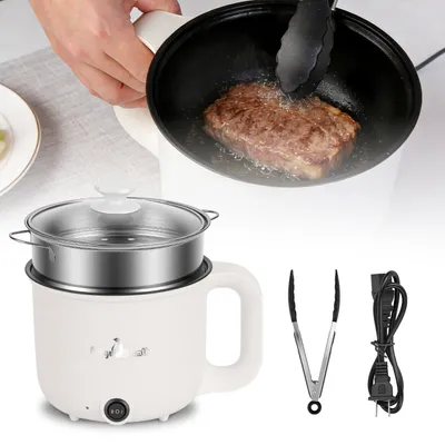 1Pc Electric Hot Pot With Steamer 1.8L Mini Portable Hot Pot With 300W 600W Dual Power For Egg Fried Rice Ramen Oatmeal Soup Overheat Protection For College Dorm Room Essential