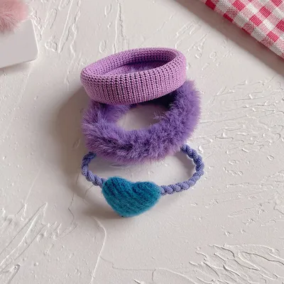 New Sweet Candy Color Love Plush Girl Hair Rope Hair Accessories