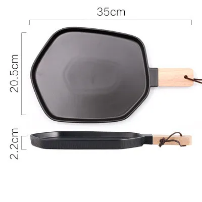 Nordic Creative Ceramic Western Food Plate With Wooden Handle