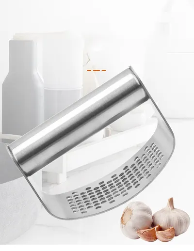 Stainless Steel Garlic Press Manual Mincer Chopping Tools Curve Fruit Vegetable Cooking Kitchen Gadgets