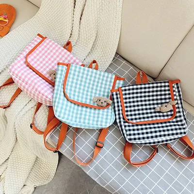 Children's plaid western style backpack