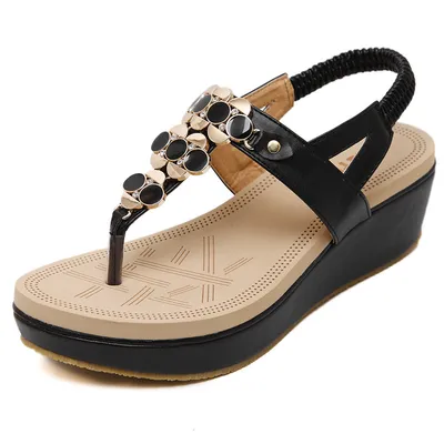 Metal buckle wedge latex oversized shoes