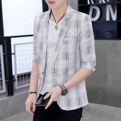 Men's Small Suit Mid-Sleeve Suit Hollow Chiffon Jacket