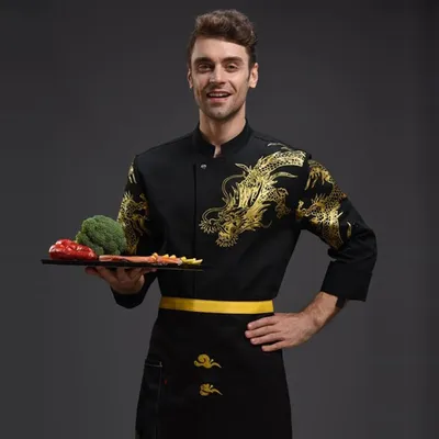 High-grade Chef Work Clothes Men's Dragon Robe Fashion