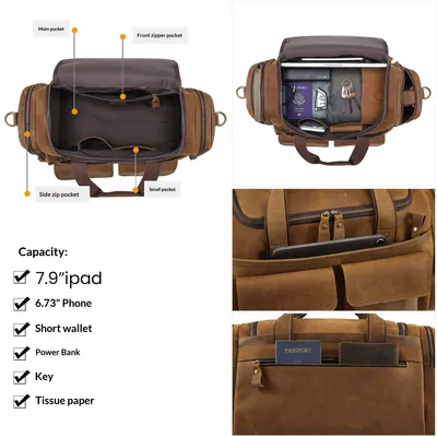 New Men's Genuine Leather Travel Bag, First-Layer Cowhide, Large Capacity Men's Handbag, Casual Travel And Business Trip Luggage Bag