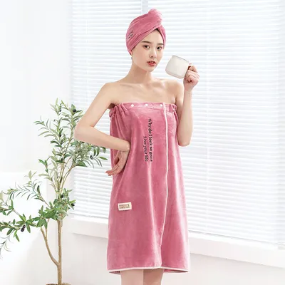Ladies Home Embroidered Quick-drying Bath Dress