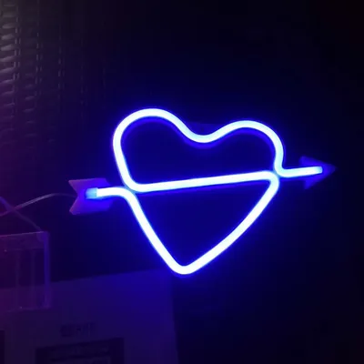 One Arrow Through The Heart Shape Latex Neon Lights