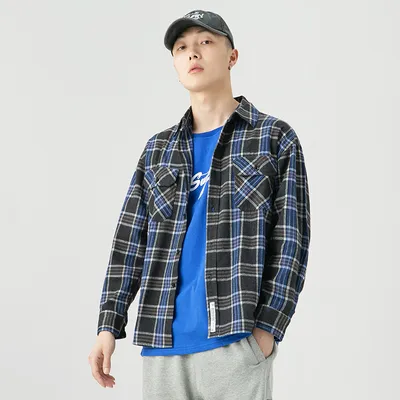 Long-sleeved Japanese Tide Brand Plaid Shirt