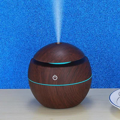 Portable Mini Wood Grain Round Air Humidifier, Household Desktop Ultrasonic Humidifier, Air Purifier Aroma Diffuser For Indoor Use