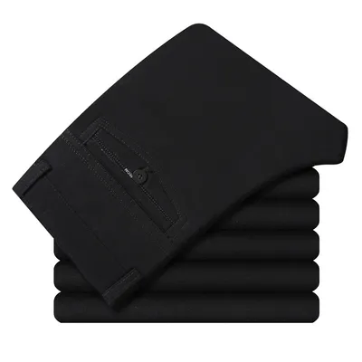 Men's cotton casual straight-leg cargo trousers