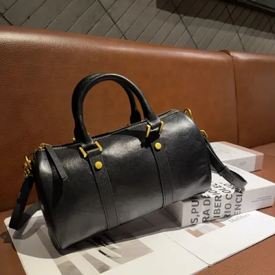 Genuine Leather Melard Vintage Handbag, Cross-Border Women's Bag, Light Luxury Chic Boston Top-Layer Cowhide Shoulder Bag