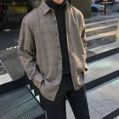 Men's long sleeve plaid shirt