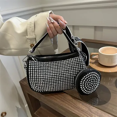Rhinestone Shoulder Bag With Small Purse Fashion Party Underarm Crossbody Bag For Women Luxury