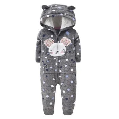 Baby Fleece Long Sleeve Hooded Bodysuit