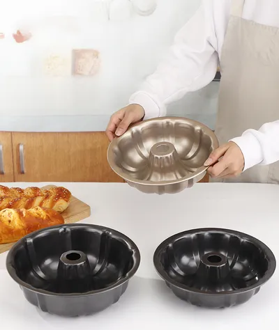 Non-stick Cake Pan Heavy Duty Carbon Steel Fluted Tube Round Cake Baking Pan Pound Cake Pan Buntz Cake Pan Tube Bakeware Cake Mold Baking Mold For Jello Gelatin Chocoflan Flan