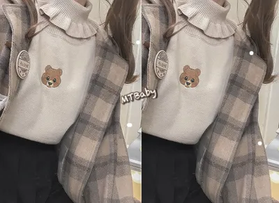 Japanese Cute Girl Blouse Slim Fit Wooden Ear Turtleneck Sweater Sweater Autumn And Winter Undershirt