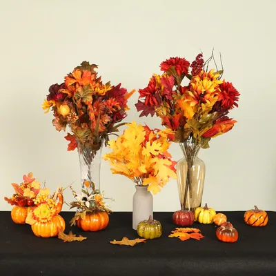 Pumpkin decoration and maple leaf props