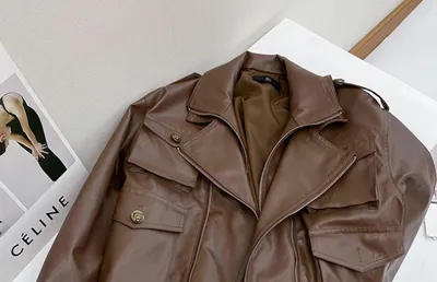 Fashionable Short Motorcycle Leather Coat Women