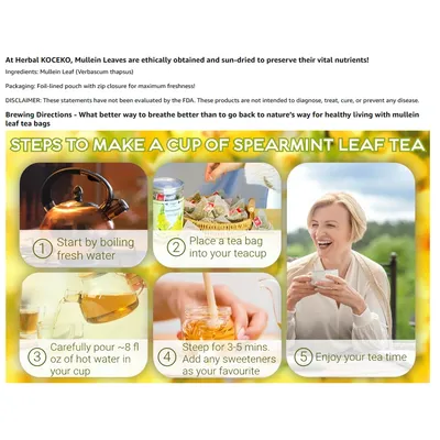 Hairy Flower Tea,Natural Herbal Tea,Mullein Leaf Tea, 30 Bags