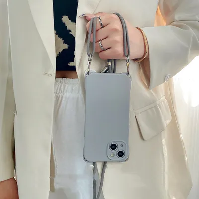 Grey Crossbody Lanyard Square Phone Case