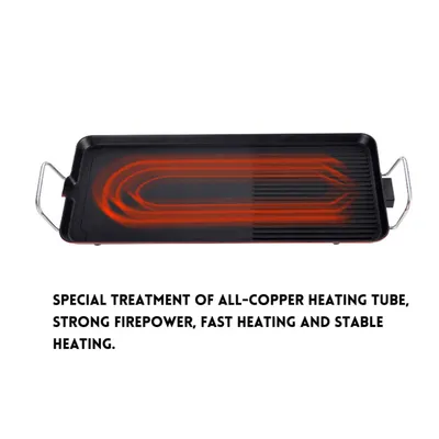 Large Teppanyaki Grill Table Electric Hot Plate Bbq Griddle Camping 1500W