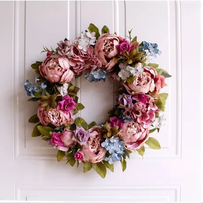 Natural Rattan Ring Peony Wreath Wedding Photography