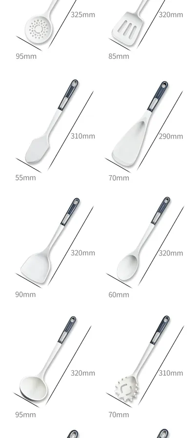 Nonstick Cooking Spoon Shovel 13 Piece Silicone Kitchenware Set