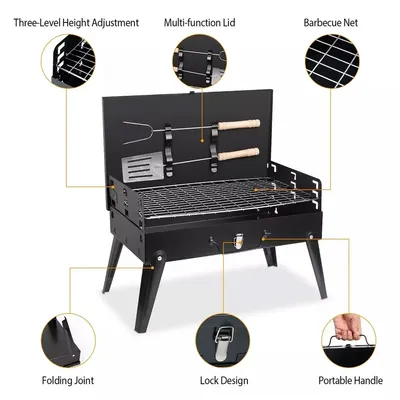 Portable Folding Charcoal BBQ Barbecue Camping Grill Travel Picnic Outdoor UK
