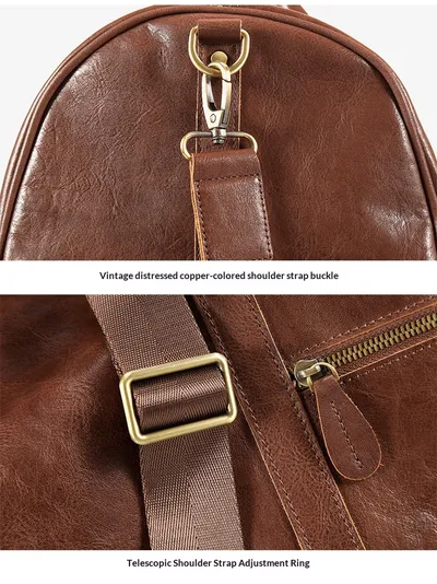 New Crazy Horse Leather Trolley Travel Bag, Retro Genuine Leather Travel Bag, Large Capacity Business Travel Luggage