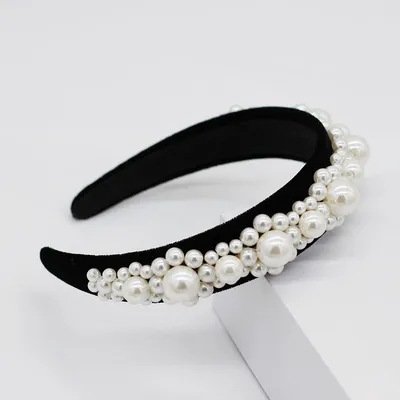 Braided large pearl hair band
