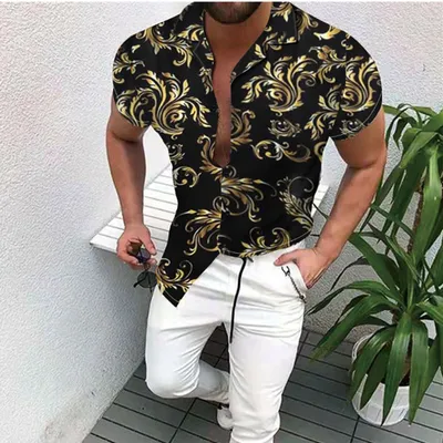 Cross-Border Hot Models Amazon Ebay European And American Men's Short-Sleeved Fashion Shirts Shirts New Tops Men's Trend