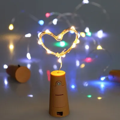 سلسلة أضواء زجاجات النبيذ بطول 2 متر و20 مصباح LED، زينة عيد الميلاد، سلك نحاسي، أضواء LED لتزيين حفلات الزفاف والمهرجانات