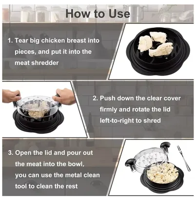 Large Chicken Shredder Tool Twist Meat Shredding Grinder Handles Non-Slip No BPA