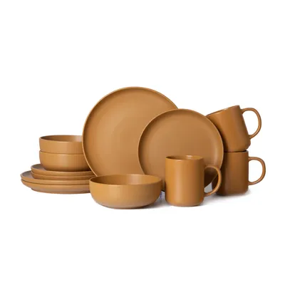12-Piece Stoneware Dinnerware Sets With Mugs  Microwave & Dishwasher Safe Non-Toxic Dinner Plates Bowls Set  Stackable Matte Glaze Kitchenware For 3
