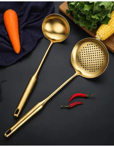 Stainless Steel Cooking Spoon Kitchenware Gift Set Custom Gilded