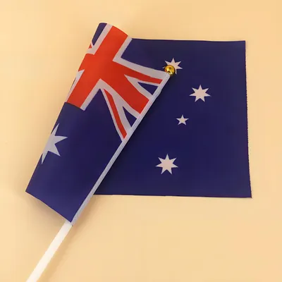 Small Hand Waver Australian Flag Polyester Australia Aussie Flags On Stick 8PCS 14cm X 21cm - Australia Aussie Day Party Supplies