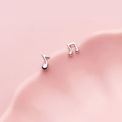 Silver Girl Korean Style Musical Note Earrings