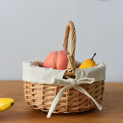 Home Picnic Willow Weave Portable Storage Basket